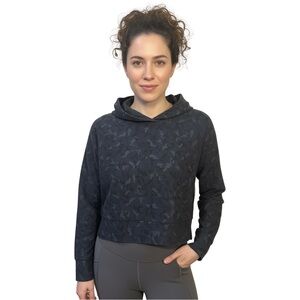 Athleta Navy Blue & Black Camo Farallon Cropped Hoodie Women’s Size
